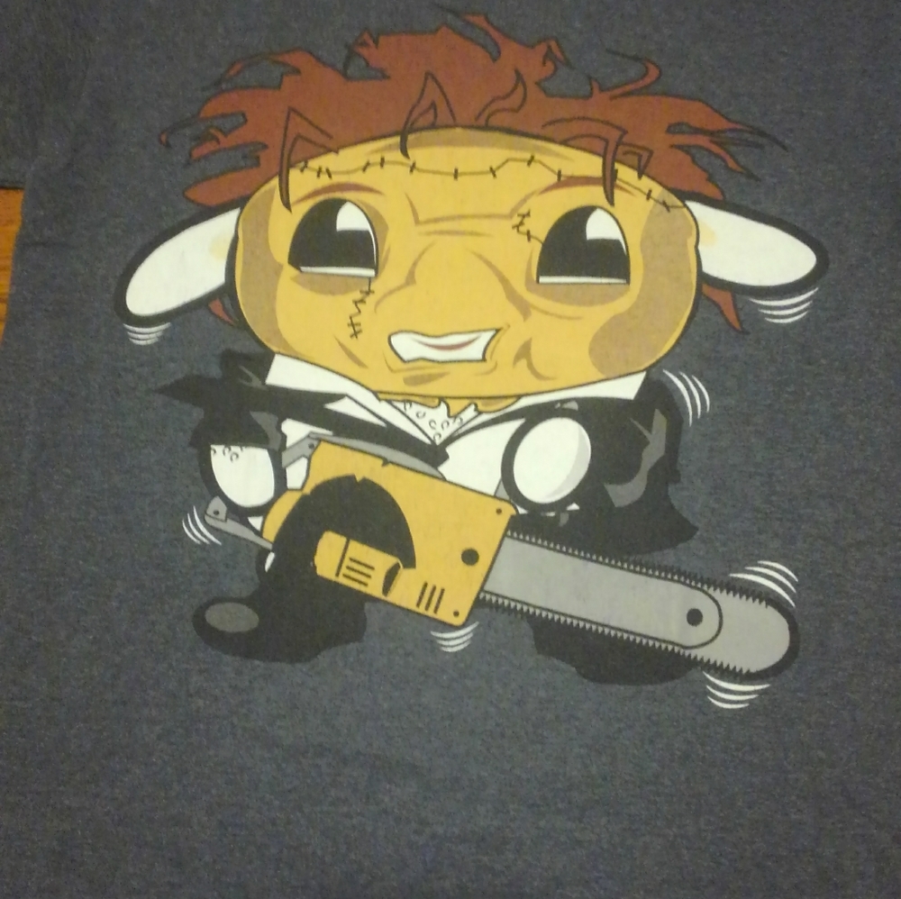 Leatherface Horror cartoon Shirt Gray Small - Picture 5 of 6